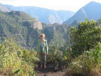 Anita at Putucusi with Machu Picchu in view